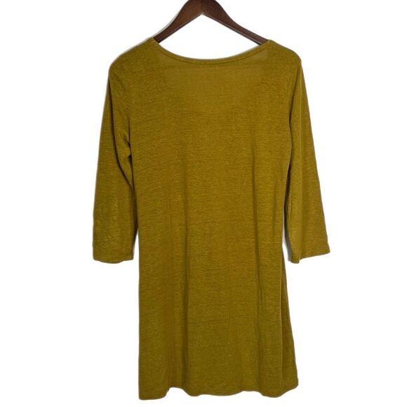 Eileen Fisher Tee Shirt Dress Mustard Linen Tunic - Picture 3 of 5